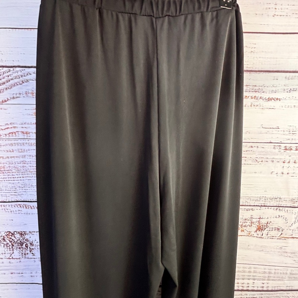 Minimalist Wide Leg Pants Slinky Brand XL Black Travel Flowy Drape USA Palazzo - Picture 9 of 10